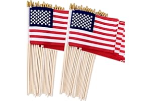 UELFBABY 100 Pack Small American Flags on Stick, 4x6 Inch Small US Flags/American Flags for Outside, Mini Hand Held Stick Flags with Kid-Safe Spear Top, Memorial Day, Independence Day Decor,Patriotic Decorations