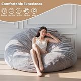 MAXYOYO Bean Bag Bed - Convertible Sofa, Plush, Gray, 180x180 cm view 7