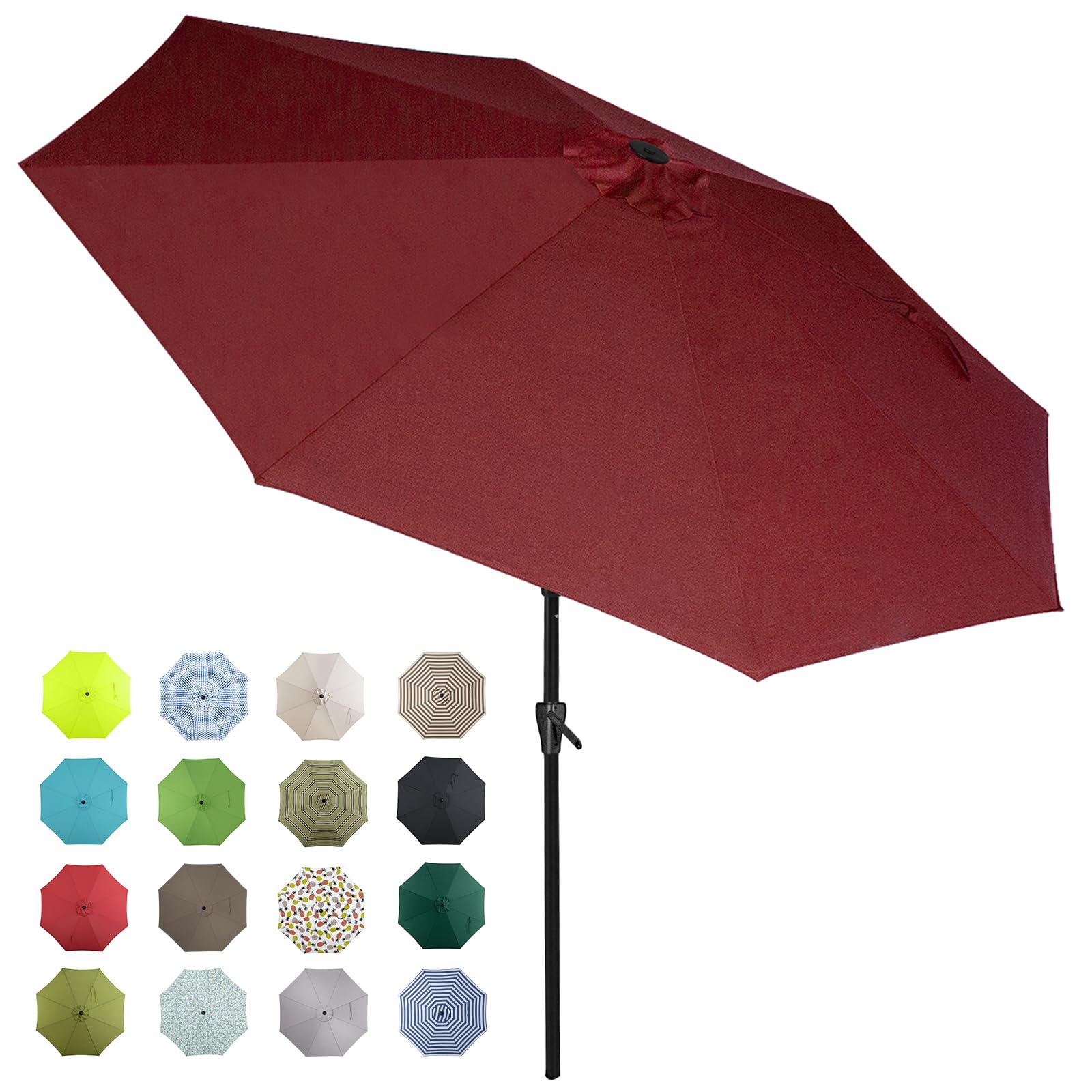 Tempera 11ft Patio Market Outdoor Table Umbrella with Auto Tilt and Crank, Large Sun Umbrella with Sturdy Pole & Fade Resistant Canopy, Easy to Set, Red Image