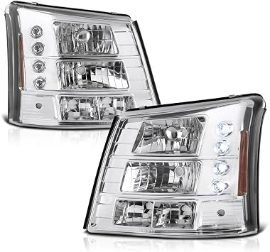 Amazon Com Vipmotoz Headlight Bumper Lamp 1 Piece Conversion For 03 06 Chevy Avalanche Silverado 1500 2500 3500 Metallic Chrome Housing Driver And Passenger Side Automotive
