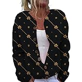 Button Down Sweaters for Women Trendy Floral Crewneck Sweater Cardigans Fall Winter Open Front Casual Coatwear