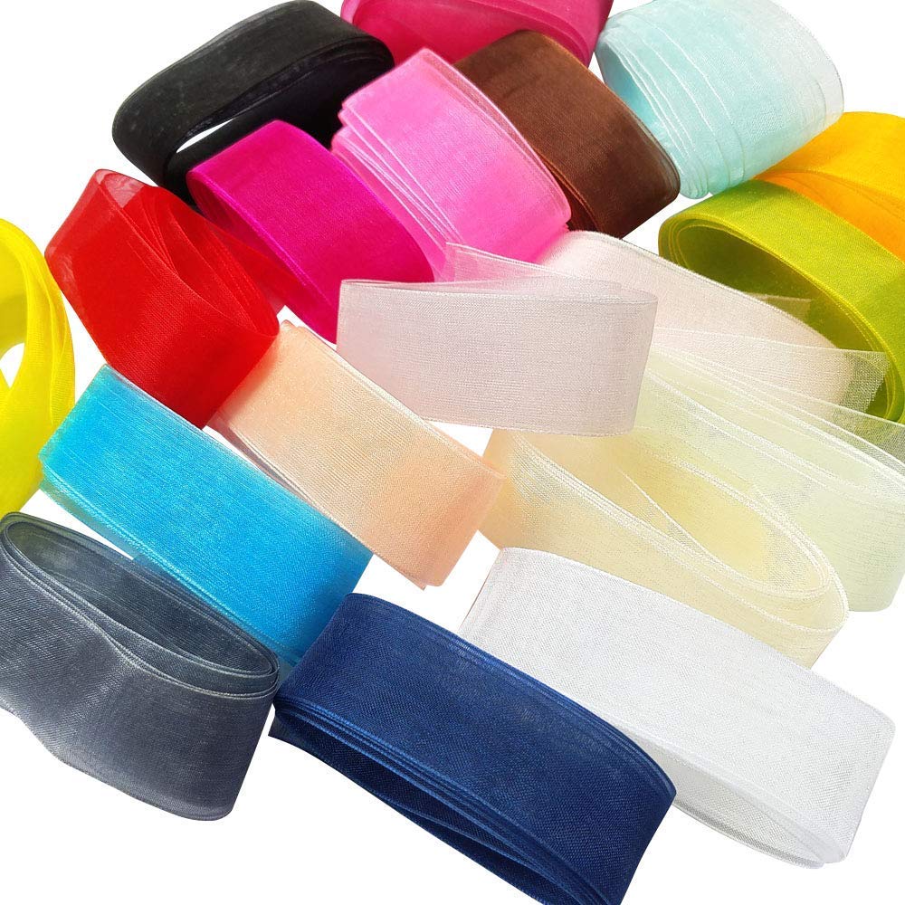 Chenkou Craft 1/2"(12mm) Solid Organza Ribbon Assorted 24 Yards Craft Bow Party Decoration Packing Ribbons (1/2"(12mm))