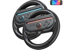 IA INNOAURA innoAura Steering Wheels for Switch 2（2025）, Ergonomic Design-Racing Wheels Family Use Switch 2 Accessories for NS2 Mario Kart World/Mario Kart 8 (2x Black)