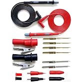 Professional Multimeter Test Leads Kit,Extra-Long Silicone Meter Leads 1000V 20A, High Temperature, Freeze &amp; Tear Resistant for Fluke, Klein,AstroAI, Interchangeable Hard &amp; Soft Probe Tips