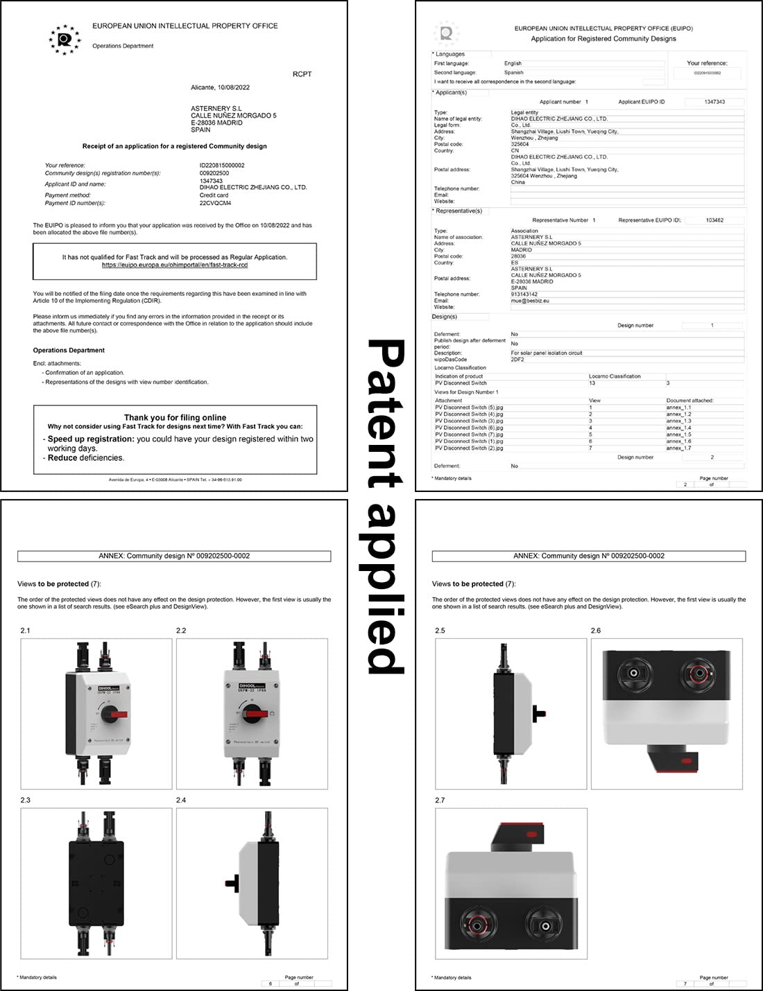 DIHOOL Interruptor De Desconexión Solar 40Amp DC Disyuntor Con Protector De Sobretensiones Pv Combiner Box Para Panel Solar 2 En 2 Salidas