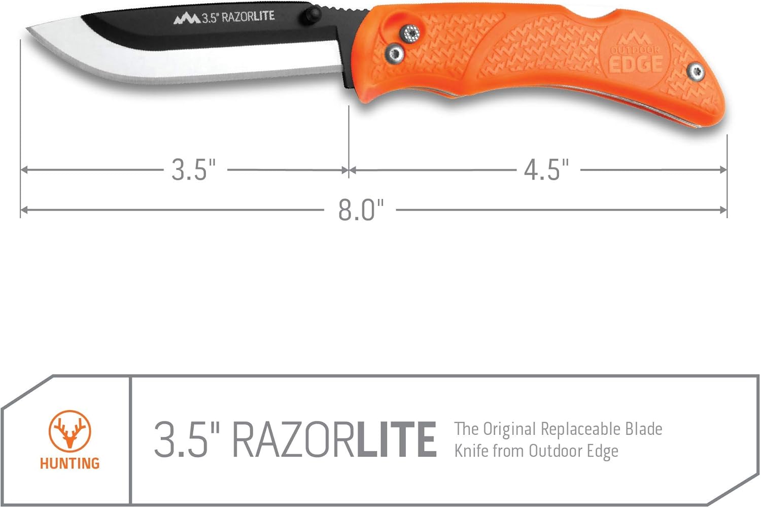 Outdoor Edge RazorLite - Replaceable Blade Folding Hunting Knife with Rubberized Nonslip TPR Handle, 6-Blades and Nylon Belt Sheath (Orange) : Hunting Folding Knives : Sports & Outdoors