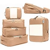 6-Pack Large Compression Packing Cubes for Travel - Lightweight Compression Packing Cube Set, Water-Resistant Luggage Organizer Bags & Suitcase Organizers, Travel Cubes for Carry-On, Checked Luggage