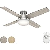 Hunter Fan 52 Inch Ceiling Fan, Contemporary Indoor Ceiling Fan with Light, Remote Control, Reversible Motor for Bedroom, Liv