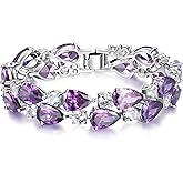 EVER FAITH Gorgeous Cubic Zirconia Birthstone Elegant Dual Layer Tear Drop Wedding Prom Tennis Bracelet for Women