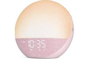 Sunrise Alarm Clock White Noise Machine: Natural Wake Up Light - Dimmable Clock with Bluetooth Speaker for Bedroom - 25 Sleep