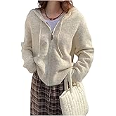SOLY HUX Women's Hooded Zip Up Cardigan Lightweight Long Sleeve Knit Sweater Jacket Outerwear