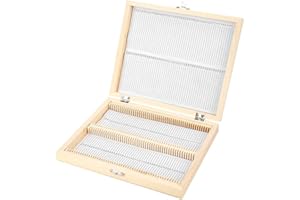 Microscope Slide Box, 100 Place Wooden Box with Lock Storage for Lab Glass Prepared Microscope Slides Storing Tool