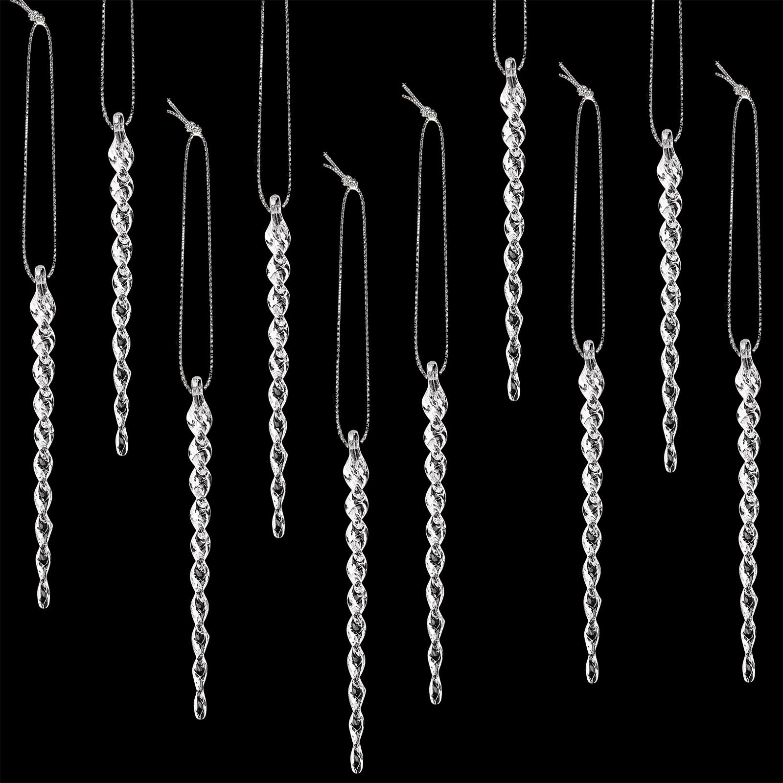 30 Plastic Icicle Ornaments - 5.12 Inch Twisted Icicles for Christmas Tree, Holiday, Xmas Party & Wedding