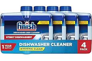 Finish Dishwasher Cleaner Liquid, Deep Cleans Hidden Grease & Limescale, Fights Odors & helps maintain Performance, 1 Year Supply, 8.45oz, 4 Bottle
