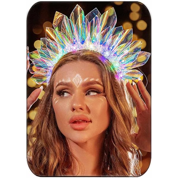 Amazon.com: JEAIRTS Light Up Beaded Crown Headband Silver  display picture 1