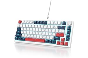 Owpkeenthy Wired 75% Mechanical Gaming Keyboard, 82 Key Gasket Mechanical Keyboard with Volume Knob Hot Swappable Linear Red 