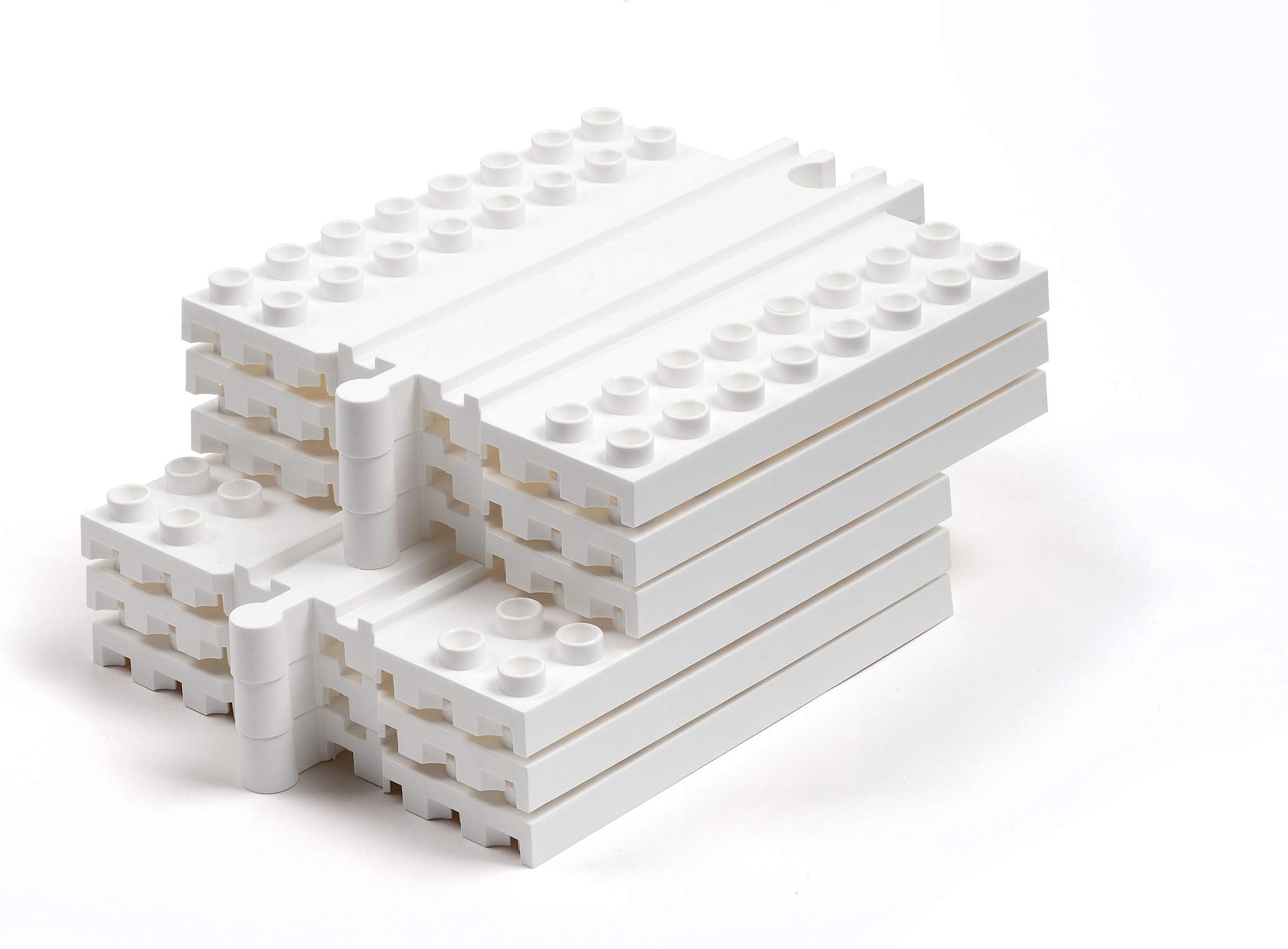 Block Platform Straight, Connect Wooden Train Tracks and Blocks/Bricks, Universal Compatible Connector Riser Baseplate (6-Pack)