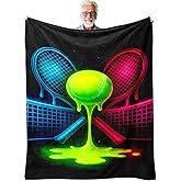 Neon Tennis Drip Gift Throw Blanket – Court Themed Room Decor for Couch & Dorm, Coach/Captain, Senior Night, 50'' x 60'', Tennis Gifts for Women & Men, Christmas, Mother's Day, Birthday