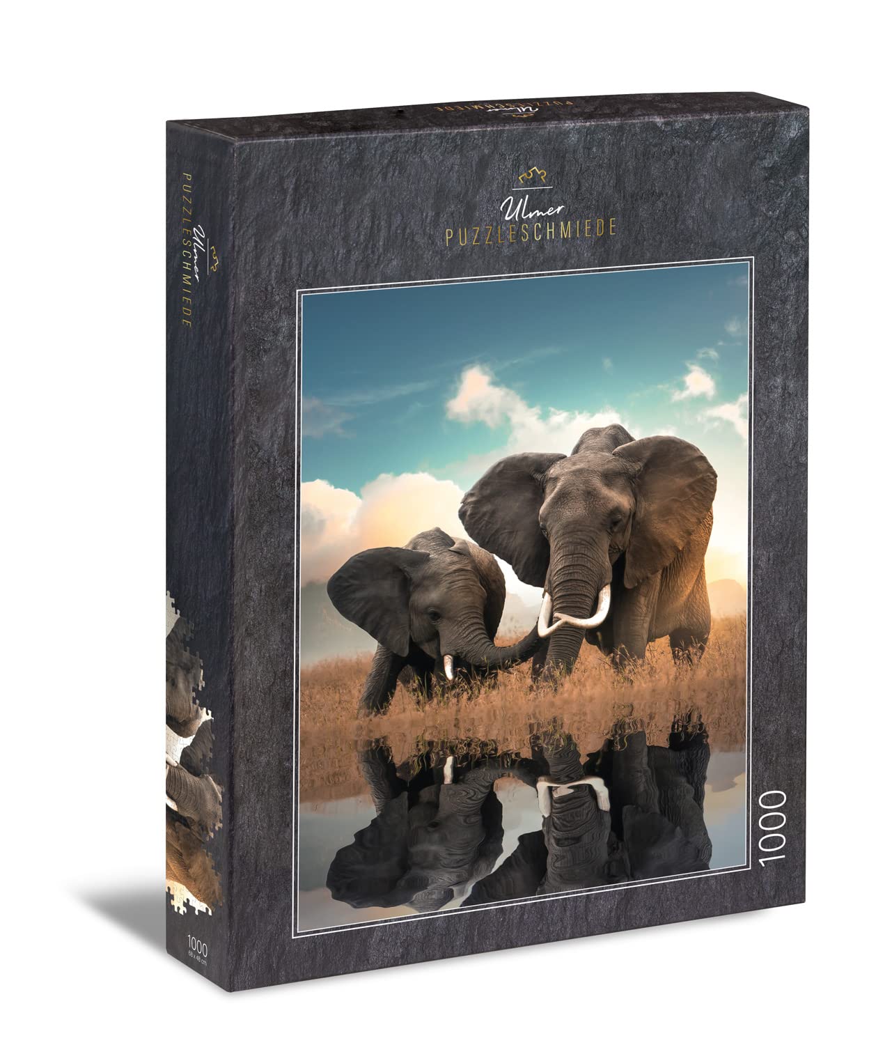 Ulmer Puzzleschmiede 1000 Piece Puzzle 'Father & Son' - Classic Elephant Motif - Made in Germany