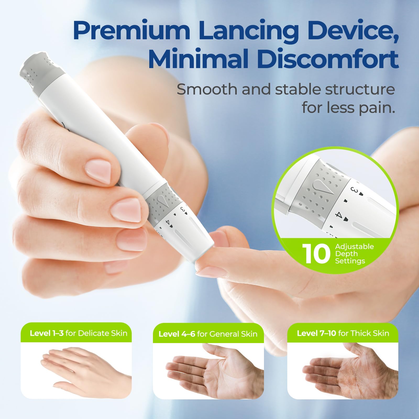 AUVON Blood Glucose Monitor Kit, High Accuracy Blood Sugar Test Kit with 50 Glucometer Strips, 50 30G Lancets, 1 Lancing Devices, DS-W Diabetes Testing Kit, No Coding Required, Travel Size