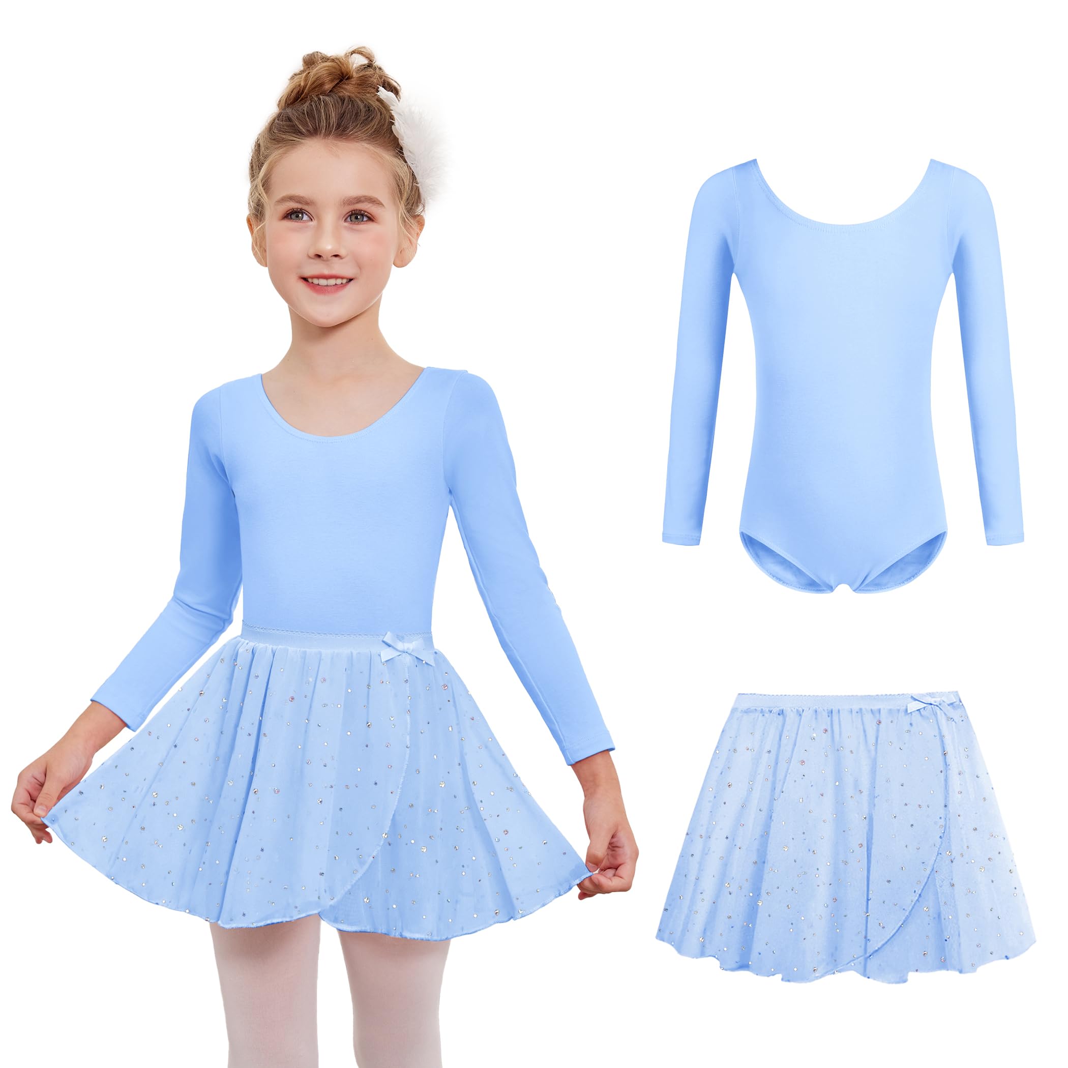 Zaclotre Ballet Leotards for Girls 2 Piece Scoop