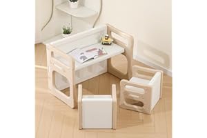 Hulaibit Kids Table and 2 Chairs Set, Montessori Weaning Table and Chairs for Toddlers Age 1-6, Plastic Activity Table for Reading/Eating/Playing, Gift for Boys & Girls