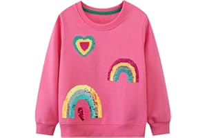 YAGATA Toddler Sweatshirt Girls Long Sleeve Shirts Casual Kids Cotton Graphic Fall Winter Pullover Tee Tops Blouse