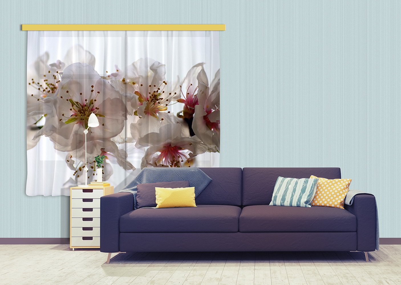AG DESIGN Curtains, 3D Photo Print, Light, 100% PES, Multi-Colour, 180 x 160 cm