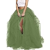 Lisong Women Maxi Tulle Floor Length Layered High Waist Spectial Occasion Skirt