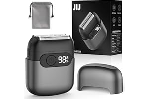 JIJ Foil Shaver for Men - Mini Electric Razor with 3 Floating Blades, Smart LED Display, Traver Lock, IPX7 Waterproof Wet/Dry Shaving for Face & Beard, USB-C Fast Chage for Travel Home