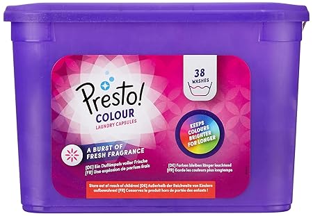 Amazon-Marke: Presto! Pods Color-Waschmittel 152 Waschgänge (4 x 38 Waschladungen)