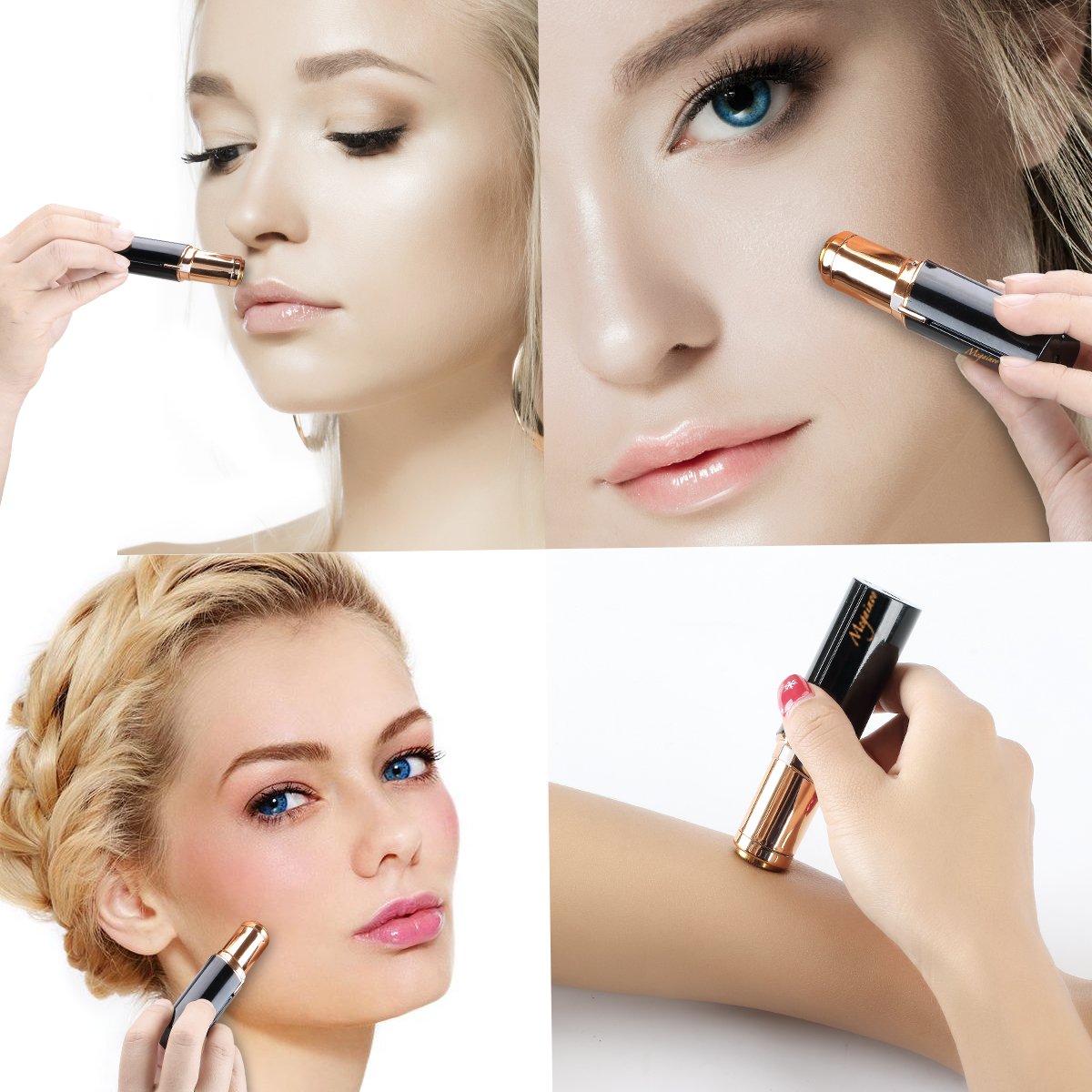 Facial Hair Removal, Megainvo Flawless Hair Removal Portable Painless Mini Discrete Hair Remover for Face, Bikini, Lip-USB Rechargeable