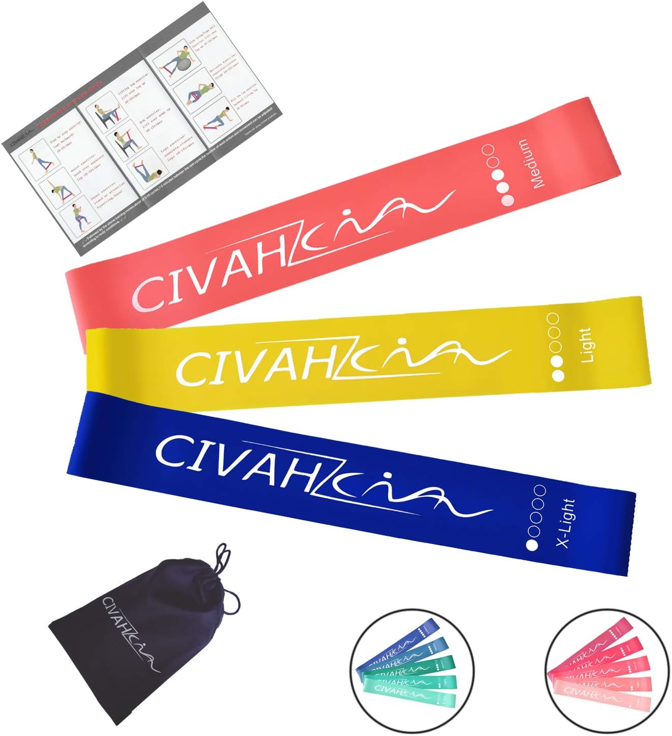 resistance loop bands natural latex exercies band includes workout booklet for hysical therapy pilates yoga rehab sport fitness strength belt