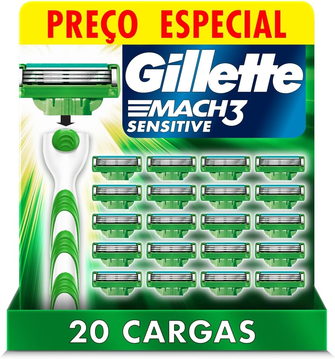 Gillette Mach3 Sensitive - Carga para Aparelho de Barbear, 20 unidades