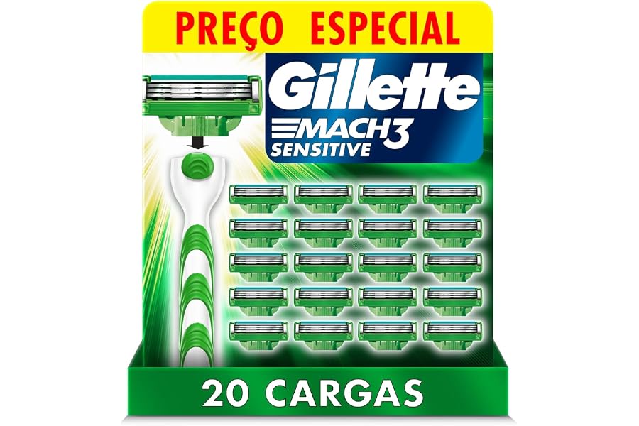 Gillette Mach3 Sensitive - Carga para Aparelho de Barbear, 20 unidades