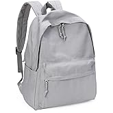 Zicac Diy Canvas Backpack Daypack Satchel Backpack (Grey, with Side Pocket)