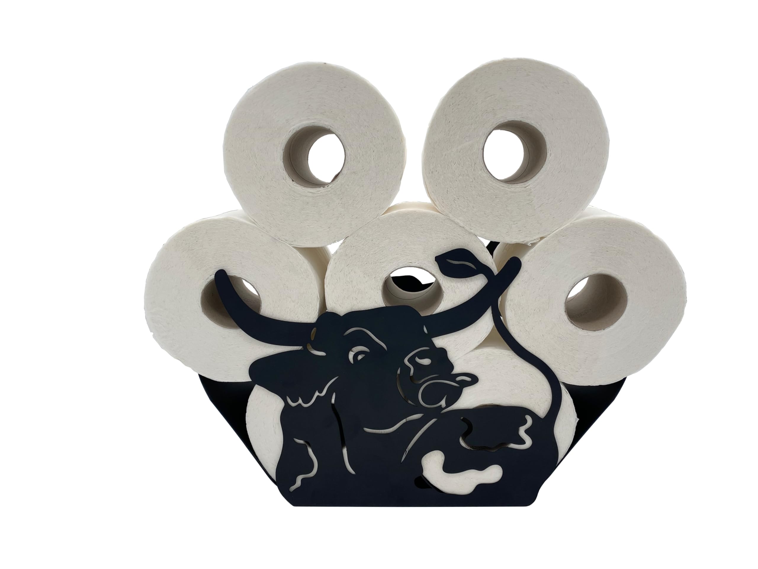 GP Get Productive Toilet Roll Holder Cow Freestanding and Modern Design Made of Sturdy Metal in Premium Powder Coating Black (Black)