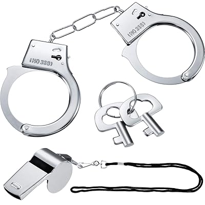 Toy Handcuffs With Keys Metal Handcuffs Costume Accessory Stage Party Props Pretend Play Handcuffs For Kids - View #4