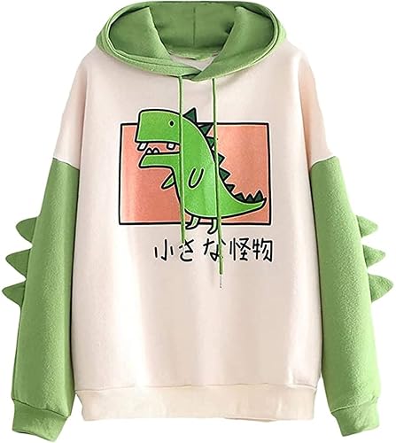 Ladies Hoodie Teenager Girl Kawaii Dino 