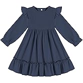DREAM BUS Ruffle Long Sleeve Baby Girls Sweater Dress Holiday and Party Textured Toddler Fall Dress for 18M-6 Years