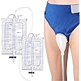 Wearable Urine Collection Set with 2 Drainage Bags (1000ml/2000ml), Reusable Silicone Urine 1.2M Catheter Bag for Men Blue