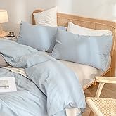 BESTOUCH Cooling Cover for Weighted Blankets 100% Washed Cotton Linen Feel Super Soft Comfortable Chic Breathable Blanket Cover (Cornflower Blue, 40"x60")