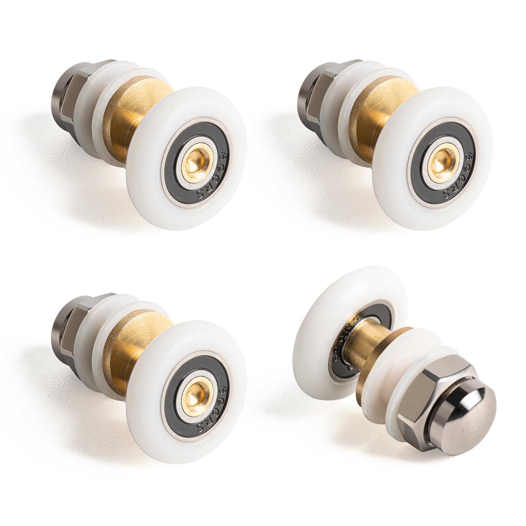 SPDYCESS 4 PCS Shower Door Rollers 20mm Eccentric, Bathroom Door Replacement Wheels Runners Pulleys for Sliding Curved or Flat Shower Doors, Shower Door Parts