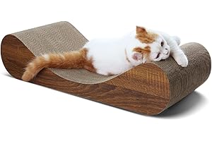 FluffyDream Cat Scratcher Cardboard, Scratching Pad House Bed Furniture Protector, Infinity Shape, Curved (Wood, Bone)