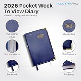 MantraRaj 2026 Week to View Diary PVC Cover Blue 11x7cm Pocket Planner view 2