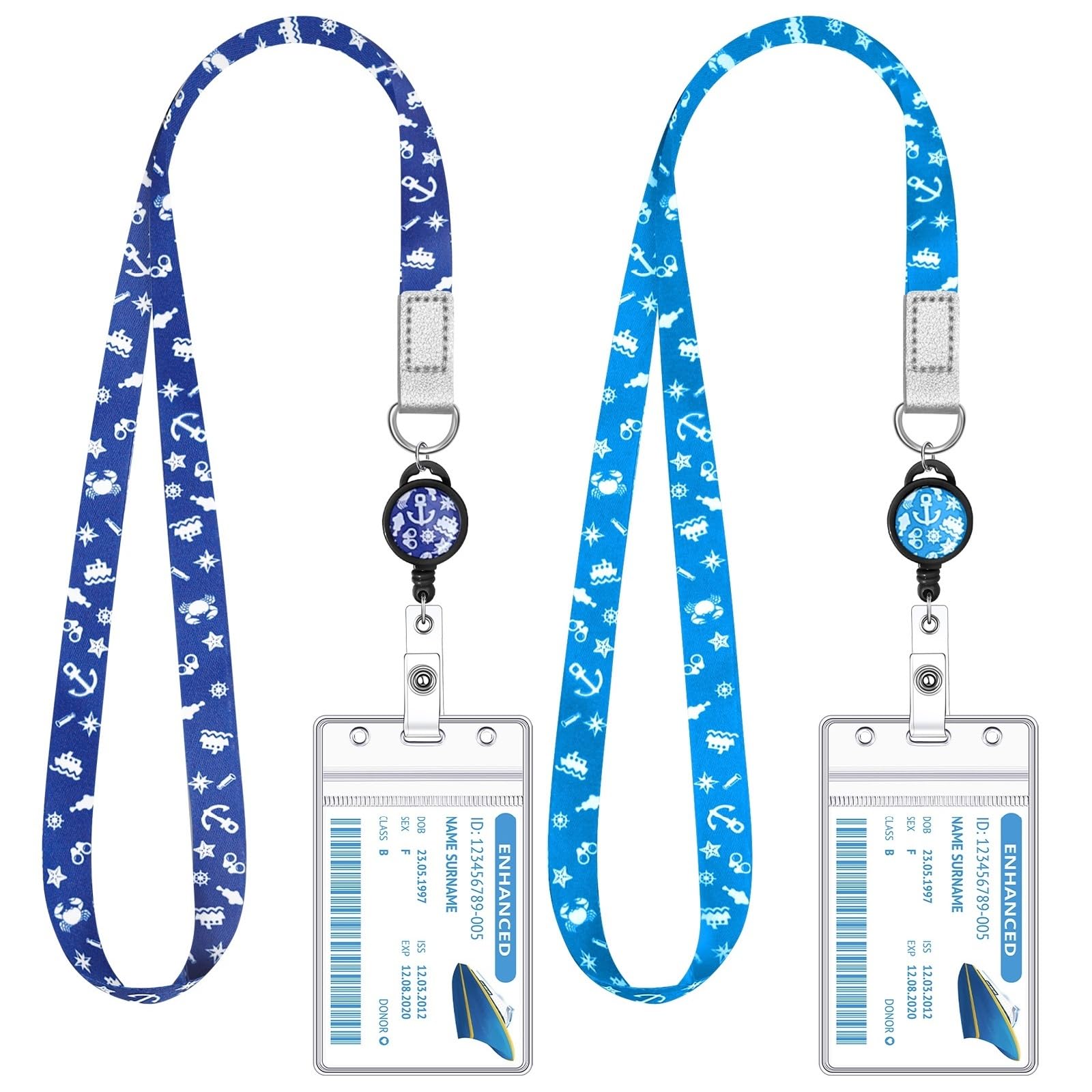 Photo 1 of 2 Pieces Cruise Lanyard for Ship Cards Lanyards with Retractable Badge Reel Waterproof ID Badge Holder 2025 Cruise Essentials Accessories