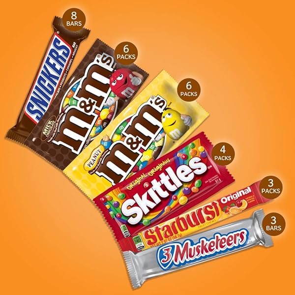 MARS M&M’S, SNICKERS, 3 MUSKETEERS, SKITTLES & STARBURST VARIETY PACK FULL SIZE BULK CANDY ASSORTMENT, 56.11 OZ, 30 COUNT