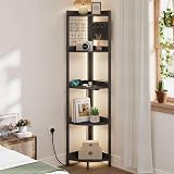 Dripex Corner Shelf with Power Outlets USB Lights 5 Tiers 67 Tall Black view 4