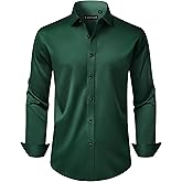 Lusead Men's Dress Shirts Long Sleeve Stretch Wrinkle Free Wedding Formal Business Button Down Shirt