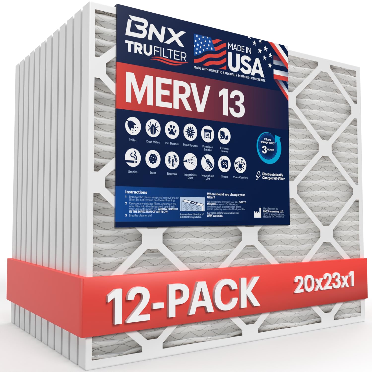 BNX TruFilter 20x23x1 Air Filter MERV 13